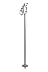 Ski pole line drawing in black and white