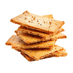Fototapeta premium Flavorful homemade crackers stacked on a clean white background ready for serving