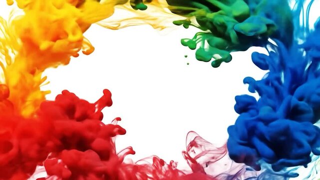 Colorful Ink Swirls Frame.