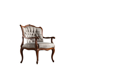 brown wood leather armchair isolated