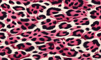 Decorative pink leopard skin design with soft fur texture, excellent for fashion prints, interior wallpaper, and camouflage background.