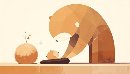 Bear Caring for a Small Creature.