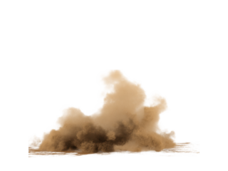 Realistic Dust Cloud Explosion Bursting Upward with Transparent Background dirt isolated on a transparent background