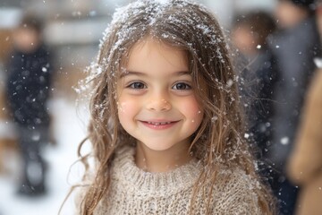 Little girl playing in the snow.
