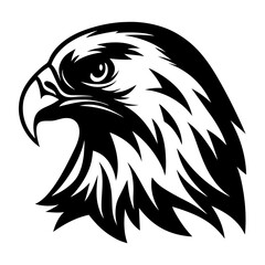 Obraz premium Striking black and white eagle head illustration symbolizing strength and freedom
