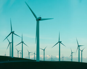 wind turbines in the wind