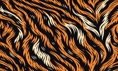 Detailed vectand illustration of tiger skin pattern with wild striped fur texture, great fand decandative wallpapers, prints, and tiled surfaces.