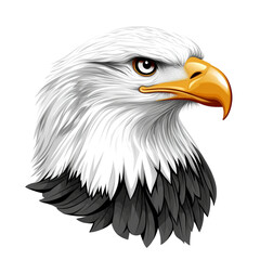 Obraz premium Majestic bald eagle head portrait against a black background.