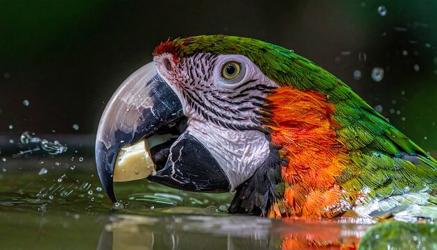 Vibrant parrot in water