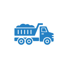 Isolated Blue Dump Truck Icon with Filled Load on Transparent Background Design