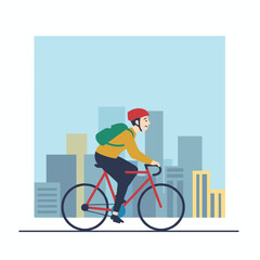 Fototapeta premium A character-based cycling concept suitable for web banners, mobile apps, and hero images, presented as a flat vector illustration on a white background