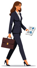 Businesswoman walking document briefcase professional corporate success