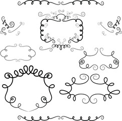 Vector set of ornate vintage decorative frames, swirls, and floral design elements