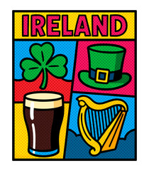 Fototapeta premium Pop Art Style Ireland Travel Poster