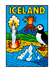Pop Art Style Iceland Travel Poster