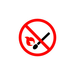 single icon prohibited from lighting fire or matches