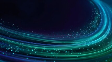 暗い背景に抽象的な青緑色の光の渦巻き