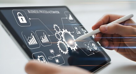 Digital Tablet with Business Charts.