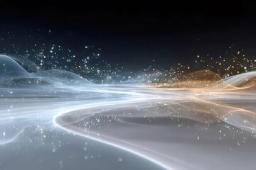 流れる光沢のある粒子景観 輝く光沢のある抽象