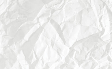 Textured white paper surface showing crinkles folds shadows and highlights for background overlay