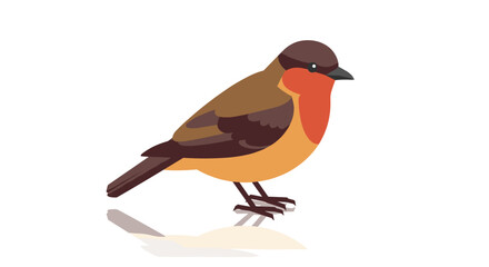 Obraz premium Colorful bird with orange chest in flat art style on white background