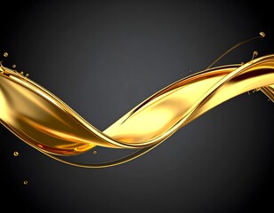 Gold liquid swirling in motion against a dark background