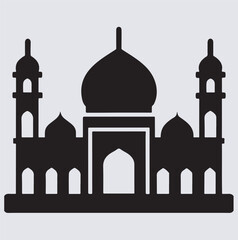 mosque icon silhouette vector art illustration, Taj mahal vector illustration