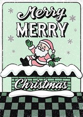 Merry Christmas and Happy New Year greeting card with Santa Claus.