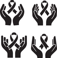 Hands Holding Ribbon – Symbol of Care, Support, and Awareness