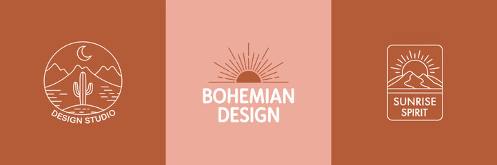 An abstract logo design showcasing a scenic sunrise over mountains, embodying creativity and artistic vision, ideal for businesses related to design and outdoor activities.