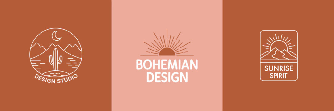 An abstract logo design showcasing a scenic sunrise over mountains, embodying creativity and artistic vision, ideal for businesses related to design and outdoor activities.