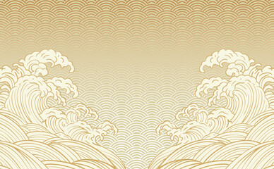 波　海のイラスト背景
