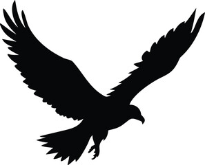 a black eagle is flying in the sky