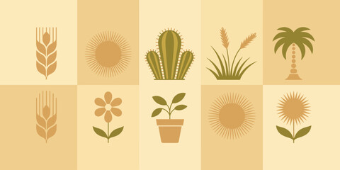 This image features a vibrant botanical icon design with a blend of abstract elements, capturing the essence of nature while showcasing artistic creativity and modern sophistication.