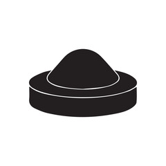 Vintage black fedora hat and a UFO isolated on a white background