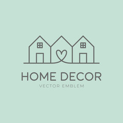 This stylish emblem depicts a trio of houses connected by a heart, representing warmth, comfort, and unity, perfect for showcasing modern home decor with a personal touch.