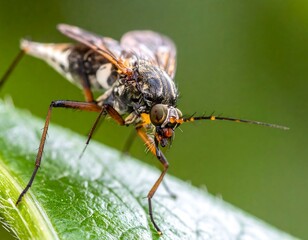 Fototapeta premium Close-up of a fly on a leaf (4)