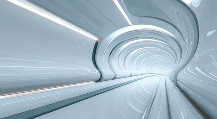 Obraz premium 未来的な白い弧状のトンネルの滑らかな建築インテリア