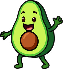  Cartoon avocado waving hand 