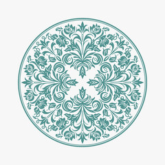 The flat design concept for the Vintage floral ornament.