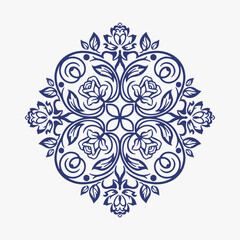 The flat design concept for the Vintage floral ornament.