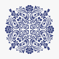 The flat design concept for the Vintage floral ornament.
