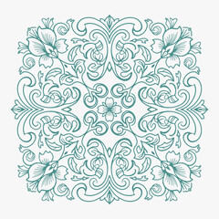The flat design concept for the Vintage floral ornament.