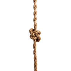 Brown rope with a knot isolated on transparent background