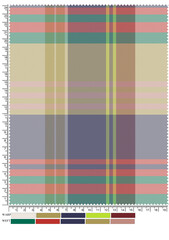 An abstract colorful background features a seamless geometric pattern of plaid squares, creating a vibrant fabric texture illustration