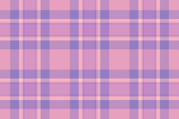 Random seamless check textile, artwork texture background vector. Quilted fabric plaid tartan pattern in pink and indigo colors.