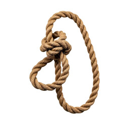 Brown rope with a knot isolated on transparent background