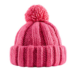 Fototapeta premium Pink knitted beanie with pompom png