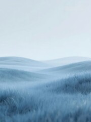 Fototapeta premium 青々とした牧草地の穏やかな霧の風景