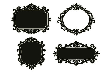 Decorative vintage frame set with ornate scrollwork and elegant baroque elements for text borders and design accents, classic ornamental label collection